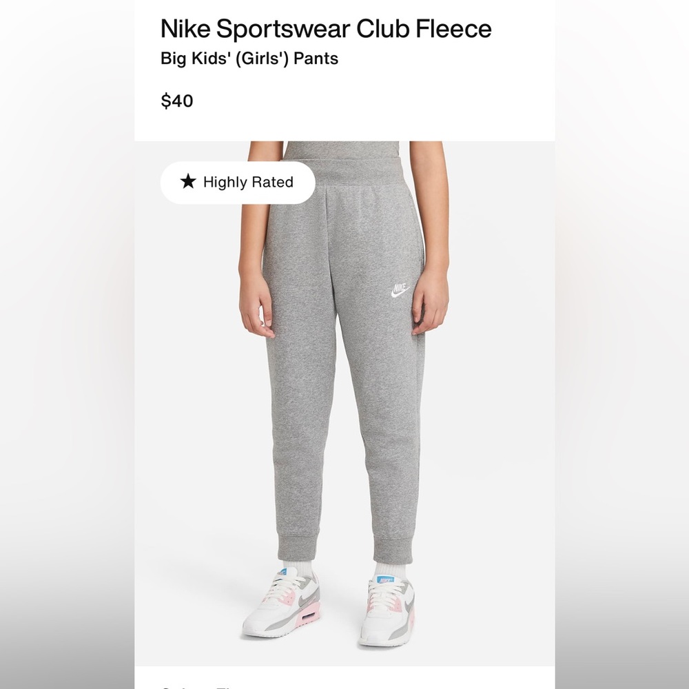 Nike Big Kids’ (Girls’) Sportswear Club Fleece Jogger Pants Sz. Large